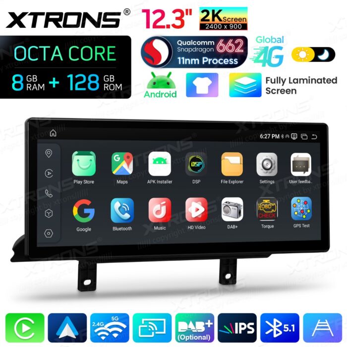 BMW 3 4 Series F30 F31 F32 F33 F34 F36 - 12,3" Android 14 Car Radio Snapdragon 680 Carplay Android Auto wireless GPS WIFI BT USB QBBHW24THNBL