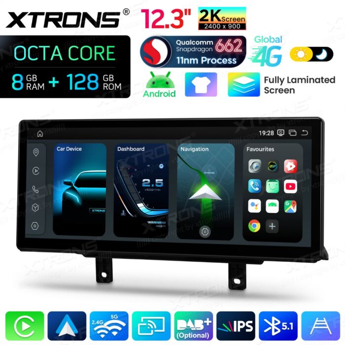 BMW 3 4 Series F30 F31 F32 F33 F34 F36 - 12,3" Android 14 Car Radio Snapdragon 680 Carplay Android Auto wireless GPS WIFI BT USB QBBHW24THNBL