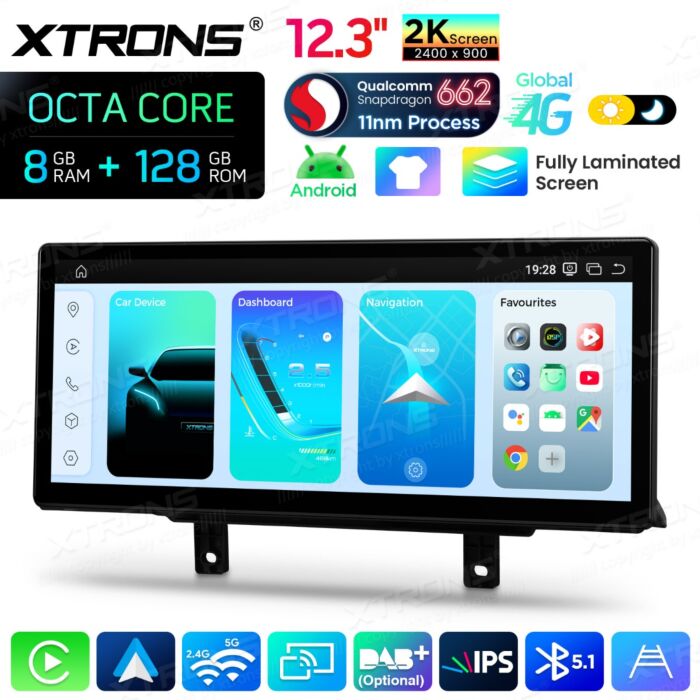 BMW 3 4 Series F30 F31 F32 F33 F34 F36 - 12,3" Android 14 Car Radio Snapdragon 680 Carplay Android Auto wireless GPS WIFI BT USB QBBHW24THNBL