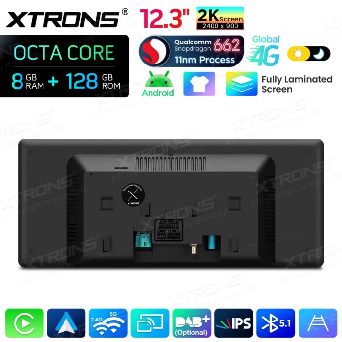 BMW 3 4 Series F30 F31 F32 F33 F34 F36 - 12,3" Android 14 Car Radio Snapdragon 680 Carplay Android Auto wireless GPS WIFI BT USB QBBHW24THNBL