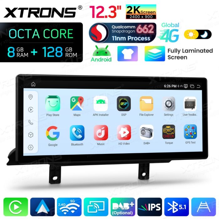 BMW 3 4 Series F30 F31 F32 F33 F34 F36 - 12,3" Android 14 Car Radio Snapdragon 680 Carplay Android Auto wireless GPS WIFI BT USB QBBHW24THNBL