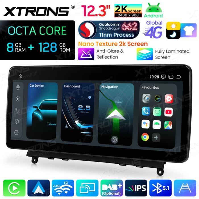 Autoradio Android da 12,3" per Mercedes-Benz Classe C W204 | Apple CarPlay e Android Auto | QBMH2440M12C40