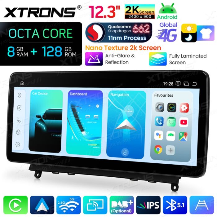 Autoradio Android da 12,3" per Mercedes-Benz Classe C W204 | Apple CarPlay e Android Auto | QBMH2440M12C40
