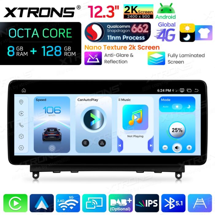 Autoradio Android da 12,3" per Mercedes-Benz Classe C W204 | Apple CarPlay e Android Auto | QBMH2440M12C40