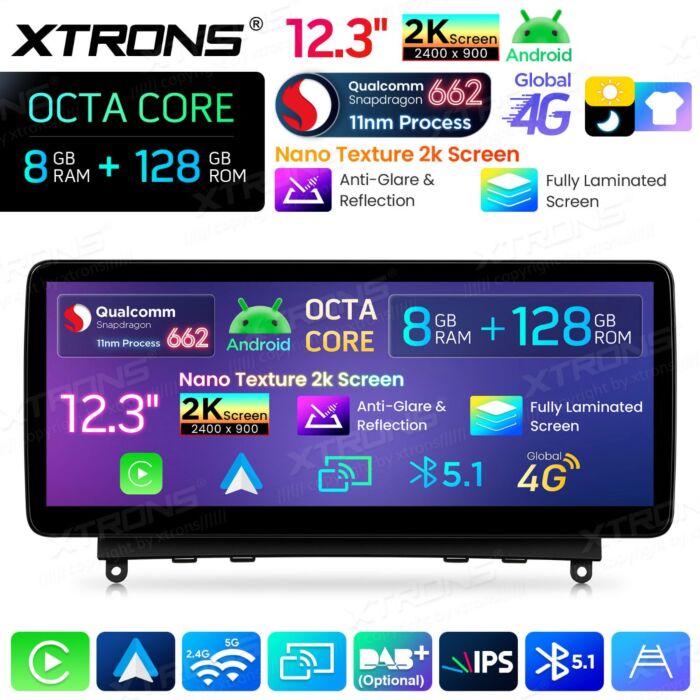 Autoradio Android da 12,3" per Mercedes-Benz Classe C W204 | Apple CarPlay e Android Auto | QBMH2440M12C40