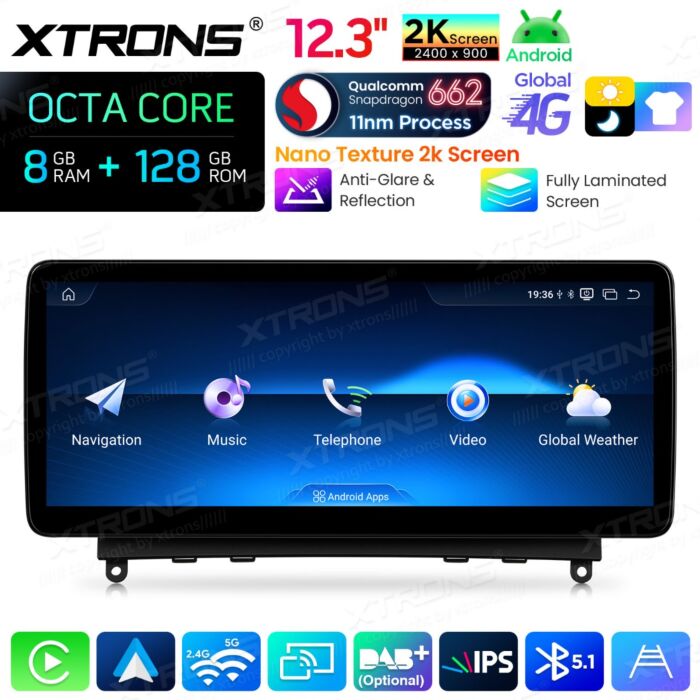 Autoradio Android da 12,3" per Mercedes-Benz Classe C W204 | Apple CarPlay e Android Auto | QBMH2440M12C40