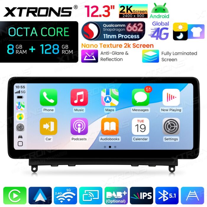 Autoradio Android da 12,3" per Mercedes-Benz Classe C W204 | Apple CarPlay e Android Auto | QBMH2440M12C40