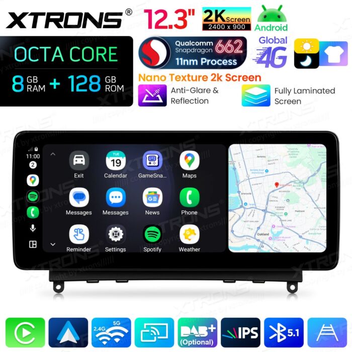 Autoradio Android da 12,3" per Mercedes-Benz Classe C W204 | Apple CarPlay e Android Auto | QBMH2440M12C40