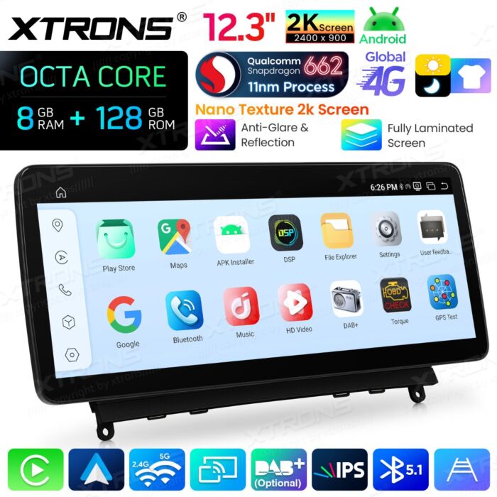 Autoradio Android da 12,3" per Mercedes-Benz Classe C W204 | Apple CarPlay e Android Auto | QBMH2440M12C40