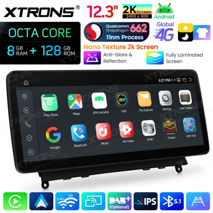 Autoradio Android da 12,3" per Mercedes-Benz Classe C W204 | Apple CarPlay e Android Auto | QBMH2440M12C40