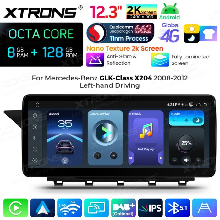 Autoradio Android da 12,3" per Mercedes-Benz Classe GLK | Apple CarPlay e Android Auto | QBMH2440M12GLK40L