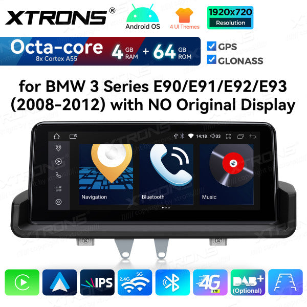 BMW E90/E91/E92/E93 senza monitor di serie  Octacore 4/64 GB 10.25'' Android OS 4G carplay android auto wireless QDB1090UNR