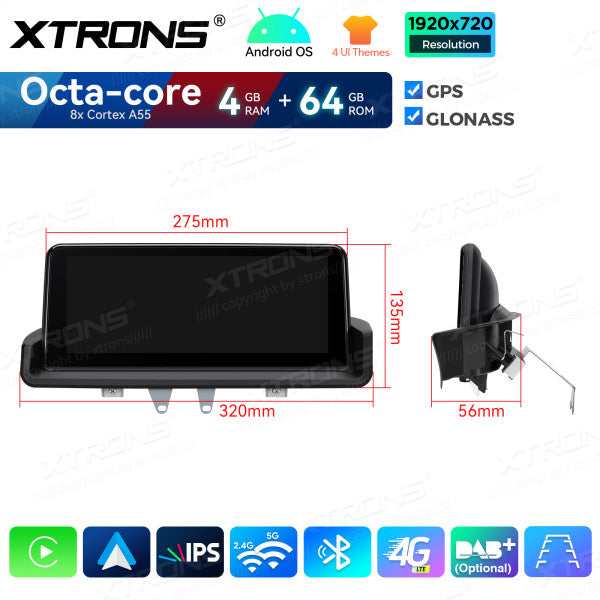 BMW E90/E91/E92/E93 senza monitor di serie  Octacore 4/64 GB 10.25'' Android OS 4G carplay android auto wireless QDB1090UNR