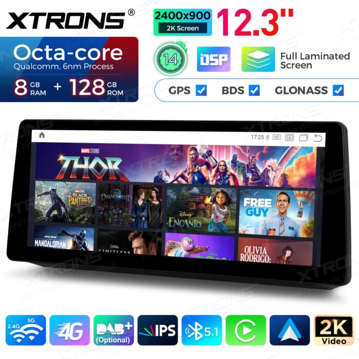 BMW | Serie 5 | Schermo 2K da 12,3″ | Sistema operativo Android e OEM | Qualcomm 680 | Octa Core | 8 GB di RAM e 128 GB di ROM | QGB24CCB12E60