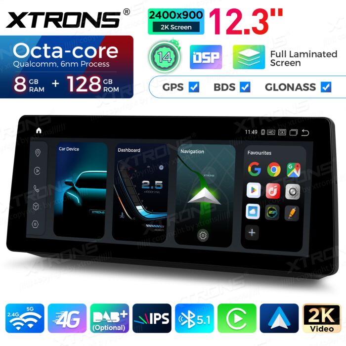 BMW | Serie 5 | Schermo 2K da 12,3″ | Sistema operativo Android e OEM | Qualcomm 680 | Octa Core | 8 GB di RAM e 128 GB di ROM | QGB24CCB12E60