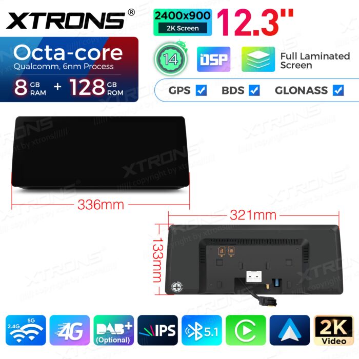 BMW | Serie 5 | Schermo 2K da 12,3″ | Sistema operativo Android e OEM | Qualcomm 680 | Octa Core | 8 GB di RAM e 128 GB di ROM | QGB24CCB12E60