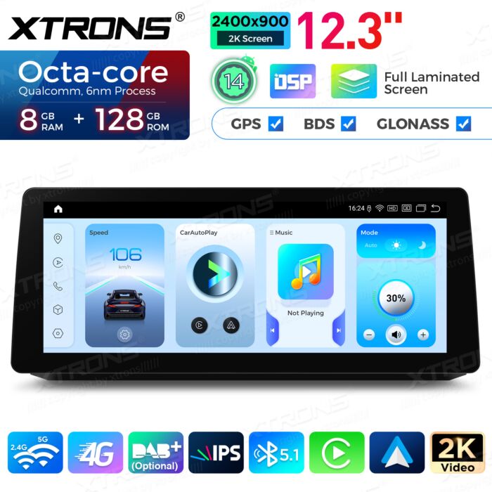 BMW | Serie 5 | Schermo 2K da 12,3″ | Sistema operativo Android e OEM | Qualcomm 680 | Octa Core | 8 GB di RAM e 128 GB di ROM | QGB24CCB12E60