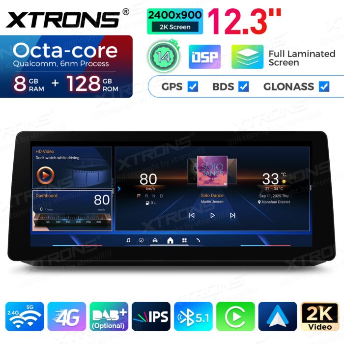 BMW | Serie 5 | Schermo 2K da 12,3″ | Sistema operativo Android e OEM | Qualcomm 680 | Octa Core | 8 GB di RAM e 128 GB di ROM | QGB24CCB12E60