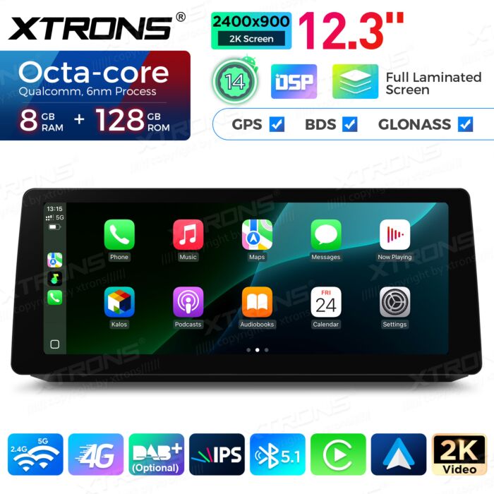 BMW | Serie 5 | Schermo 2K da 12,3″ | Sistema operativo Android e OEM | Qualcomm 680 | Octa Core | 8 GB di RAM e 128 GB di ROM | QGB24CCB12E60