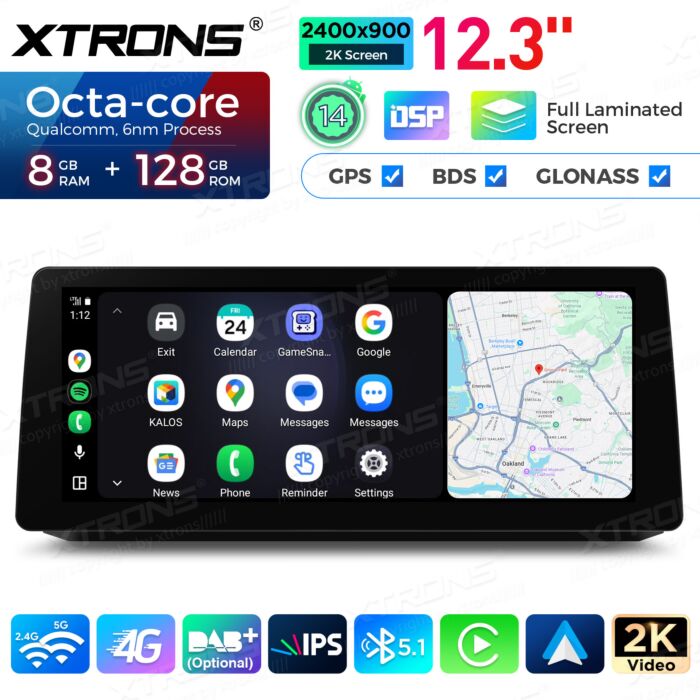 BMW | Serie 5 | Schermo 2K da 12,3″ | Sistema operativo Android e OEM | Qualcomm 680 | Octa Core | 8 GB di RAM e 128 GB di ROM | QGB24CCB12E60