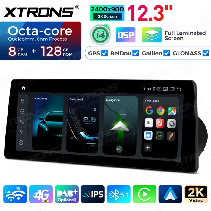 BMW | Serie 3 | Schermo 2K da 12,3″ | Sistema operativo Android e OEM | Qualcomm 680 | Octa Core | 8 GB di RAM e 128 GB di ROM | QGB24CCB12E92