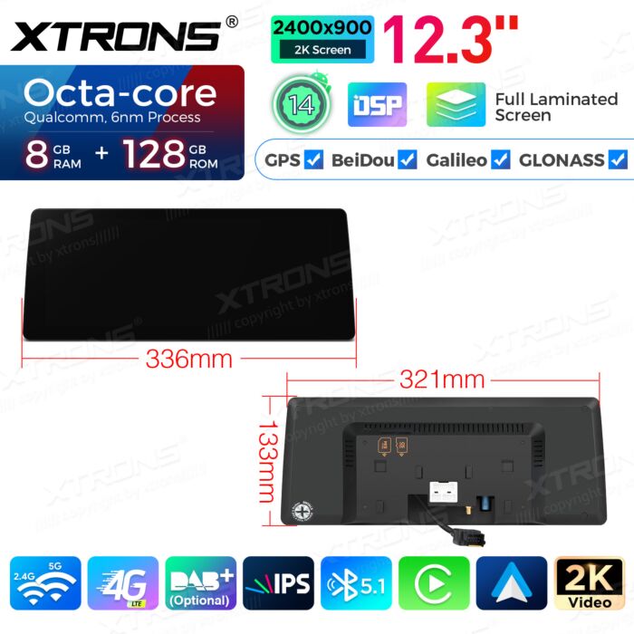 BMW | Serie 3 | Schermo 2K da 12,3″ | Sistema operativo Android e OEM | Qualcomm 680 | Octa Core | 8 GB di RAM e 128 GB di ROM | QGB24CCB12E92