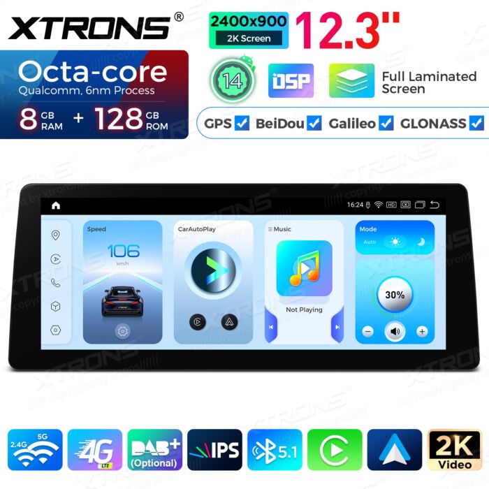 BMW | Serie 3 | Schermo 2K da 12,3″ | Sistema operativo Android e OEM | Qualcomm 680 | Octa Core | 8 GB di RAM e 128 GB di ROM | QGB24CCB12E92