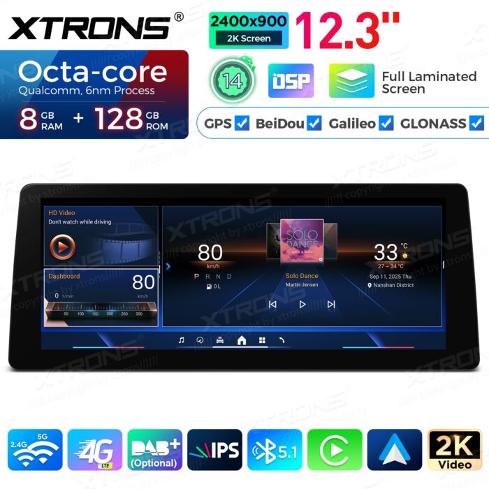 BMW | Serie 3 | Schermo 2K da 12,3″ | Sistema operativo Android e OEM | Qualcomm 680 | Octa Core | 8 GB di RAM e 128 GB di ROM | QGB24CCB12E92
