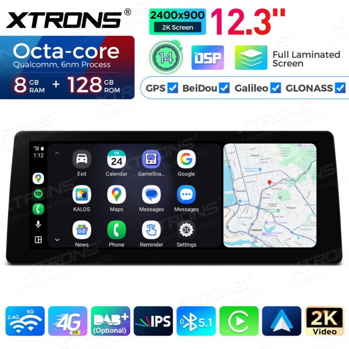 BMW | Serie 3 | Schermo 2K da 12,3″ | Sistema operativo Android e OEM | Qualcomm 680 | Octa Core | 8 GB di RAM e 128 GB di ROM | QGB24CCB12E92