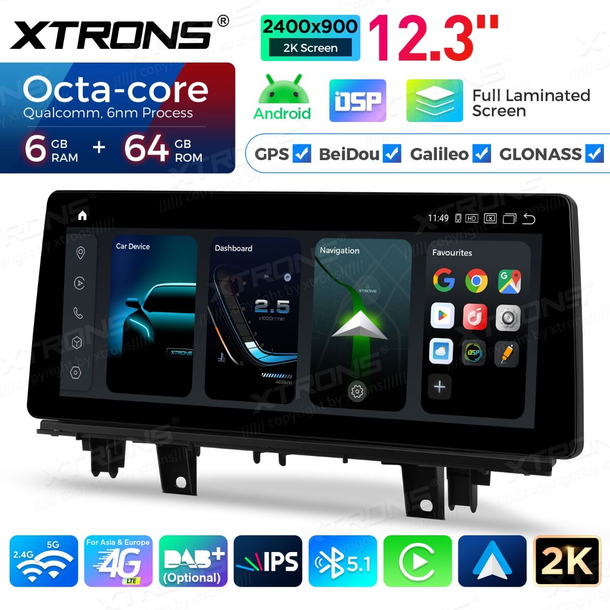 BMW X1 X2 F48 F49 F39 2016-2020 NBT 12,3" Qualcomm 668/680 Wireless CarPlay Android Auto Multimedia HD 1920*720 QLED Dual BT 4G LTE  QGBS25NB12X1N
