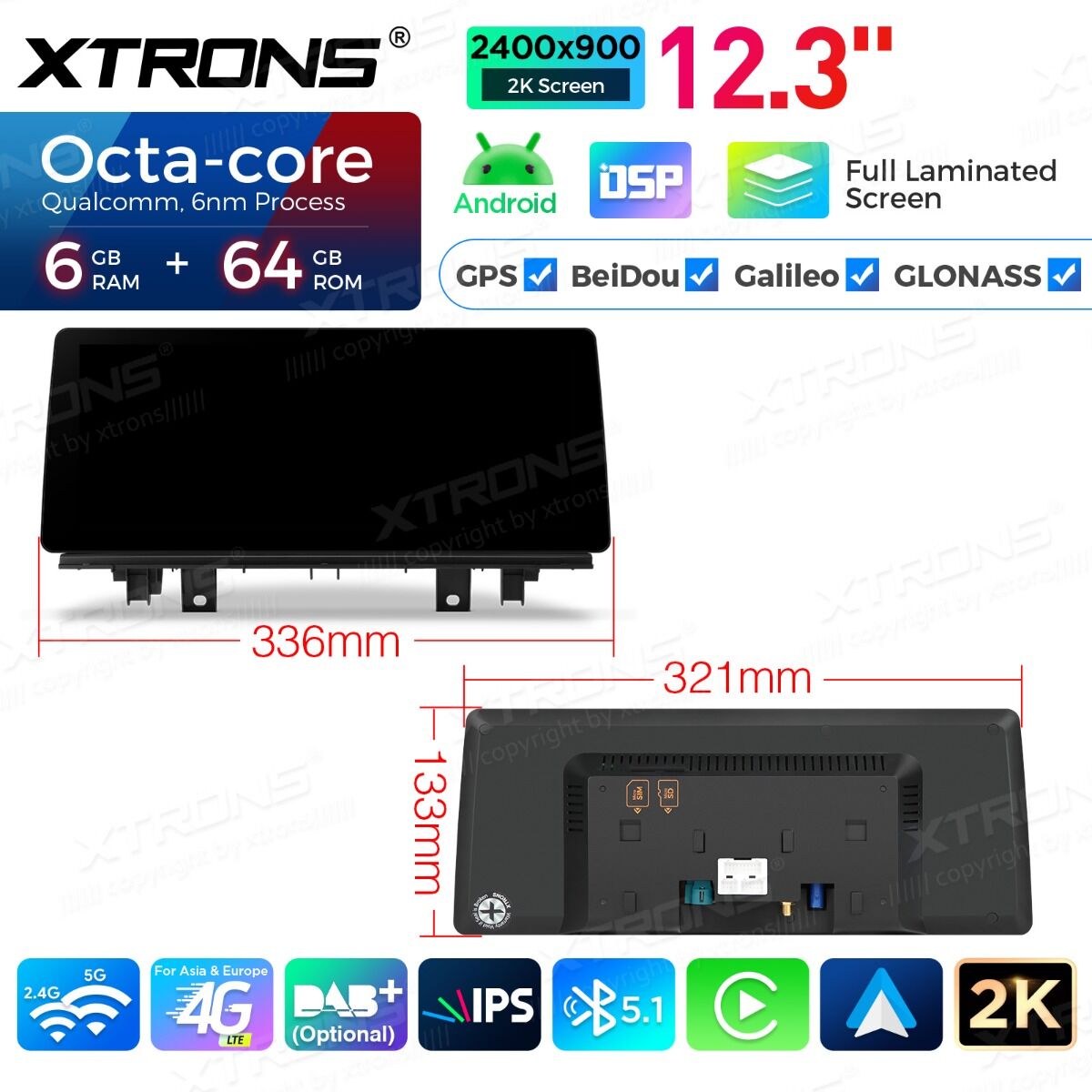 BMW X1 X2 F48 F49 F39 2016-2020 NBT 12,3" Qualcomm 668/680 Wireless CarPlay Android Auto Multimedia HD 1920*720 QLED Dual BT 4G LTE  QGBS25NB12X1N