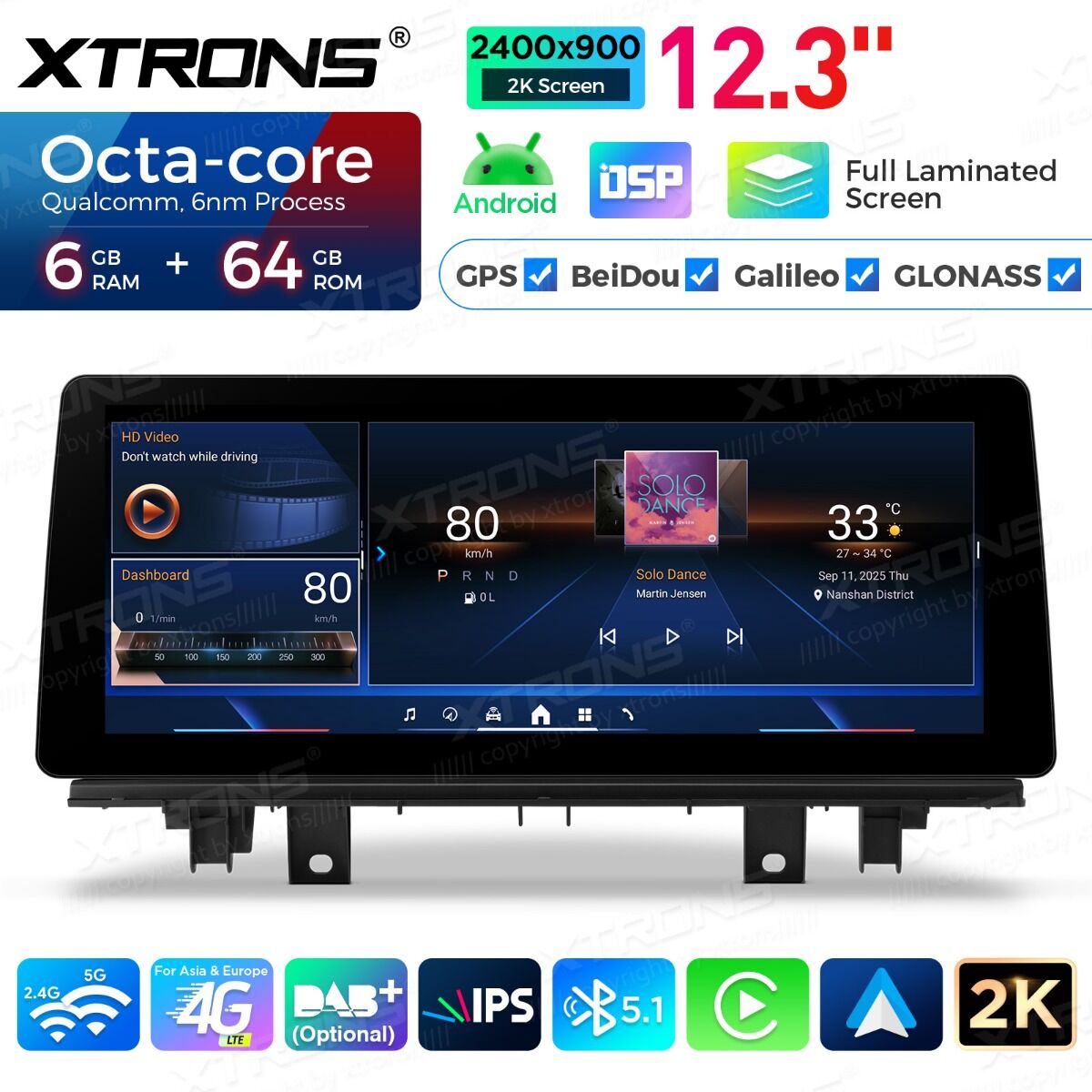 BMW X1 X2 F48 F49 F39 2016-2020 NBT 12,3" Qualcomm 668/680 Wireless CarPlay Android Auto Multimedia HD 1920*720 QLED Dual BT 4G LTE  QGBS25NB12X1N