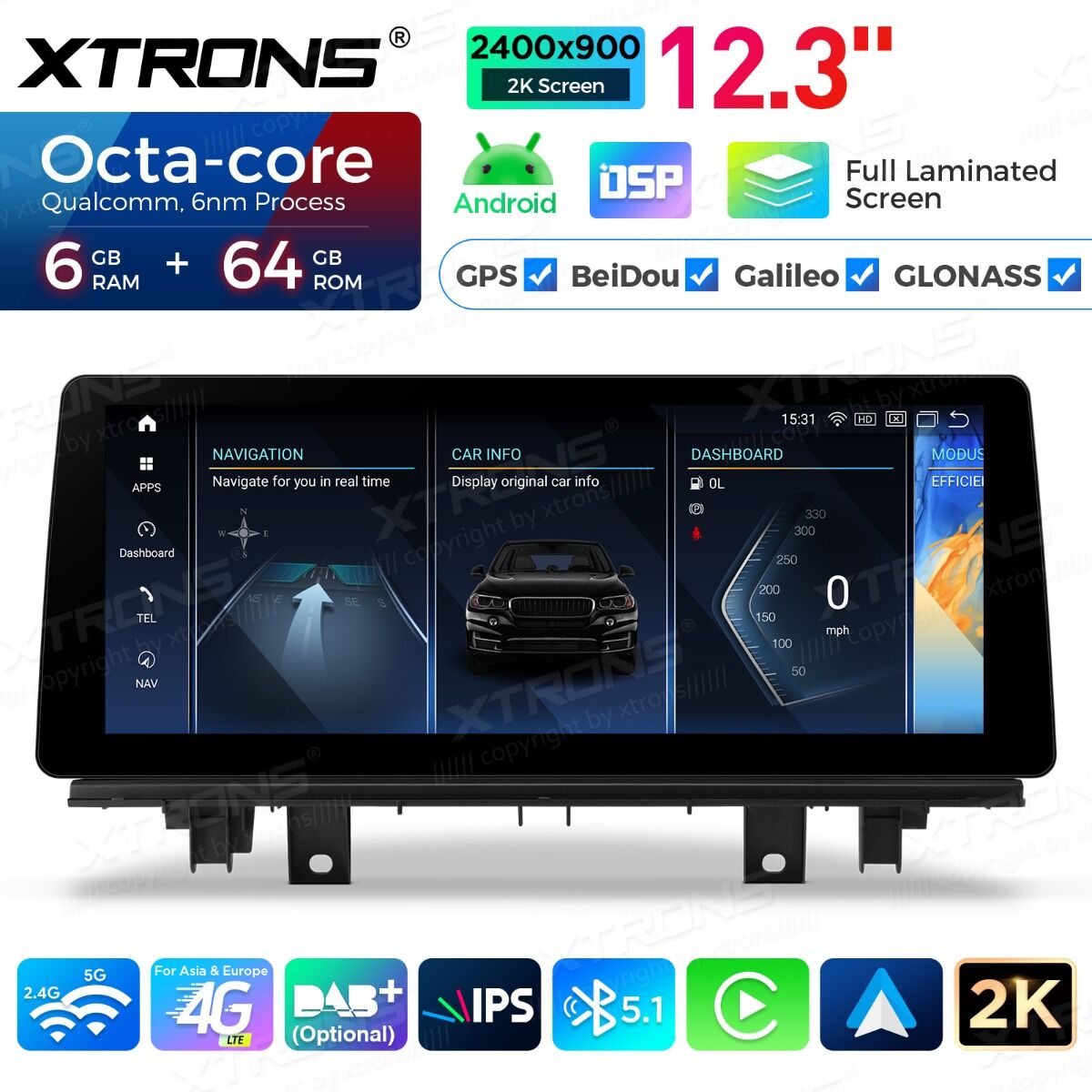 BMW X1 X2 F48 F49 F39 2016-2020 NBT 12,3" Qualcomm 668/680 Wireless CarPlay Android Auto Multimedia HD 1920*720 QLED Dual BT 4G LTE  QGBS25NB12X1N