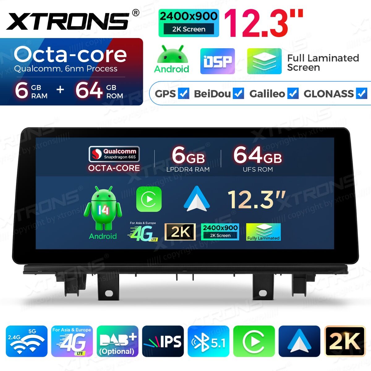 BMW X1 X2 F48 F49 F39 2016-2020 NBT 12,3" Qualcomm 668/680 Wireless CarPlay Android Auto Multimedia HD 1920*720 QLED Dual BT 4G LTE  QGBS25NB12X1N