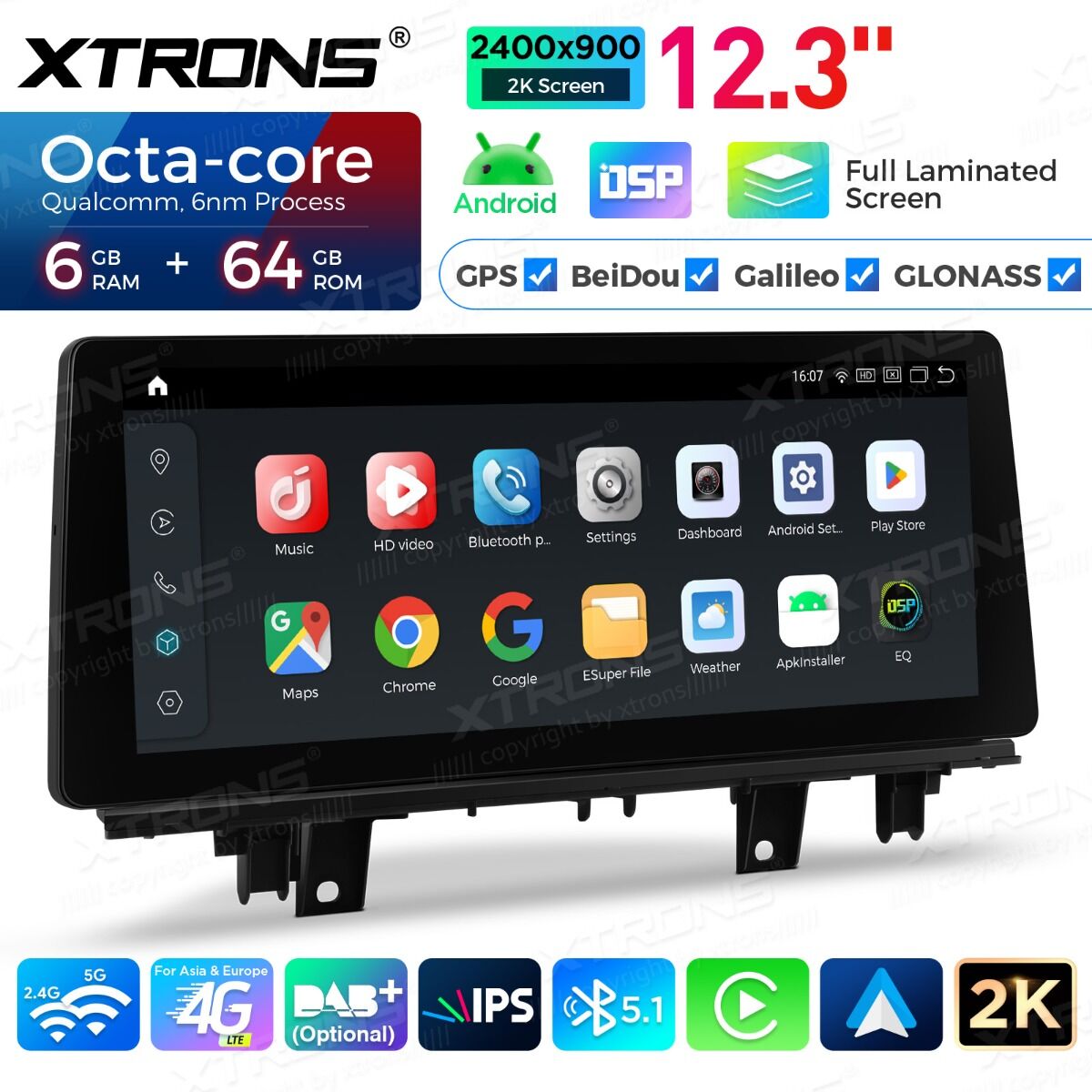 BMW X1 X2 F48 F49 F39 2016-2020 NBT 12,3" Qualcomm 668/680 Wireless CarPlay Android Auto Multimedia HD 1920*720 QLED Dual BT 4G LTE  QGBS25NB12X1N