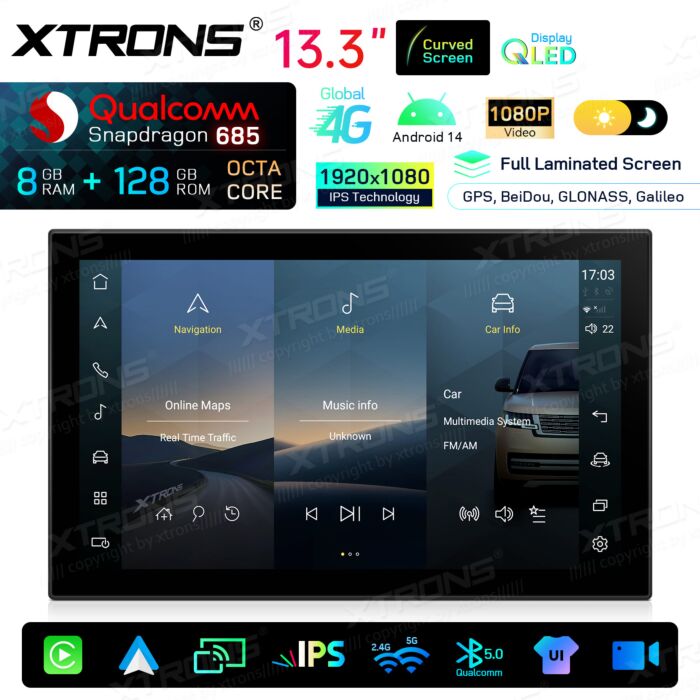 Range Rover/ Range Rover Sport L405/L494 con sistema Bosch da 13,3 pollici 8+128GB Octa Core Qualcomm - Carplay e Android Auto Wireless  QIRH33RRVSB