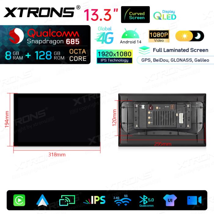 Range Rover/ Range Rover Sport L405/L494 con sistema Bosch da 13,3 pollici 8+128GB Octa Core Qualcomm - Carplay e Android Auto Wireless  QIRH33RRVSB