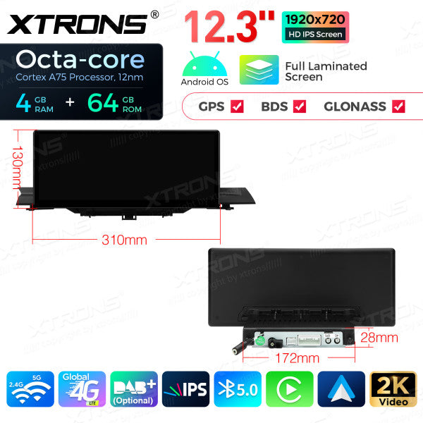 Audi A4 S4 RS4 A5 S5 RS5 MIB 2016-2020 Android 13  4/64 GB Octa Core  12,3" Carplay Android auto wireless USB GPS QLA23A4NL