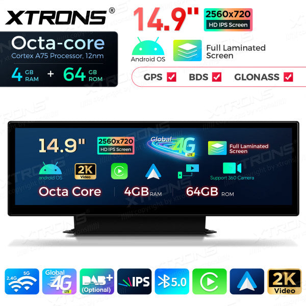 Audi A4 / A5 (2016-2020) 14,9 "Android 4G LTE globale  Octa Core 4+64 GB con schermo IPS 2K carplay android auto QLA42A4NL