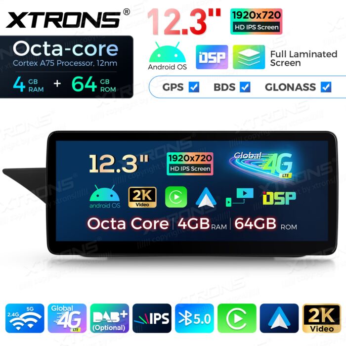 Autoradio Android da 12,3" per Mercedes-Benz Classe E | Apple CarPlay e Android Auto QLM2240M12EL
