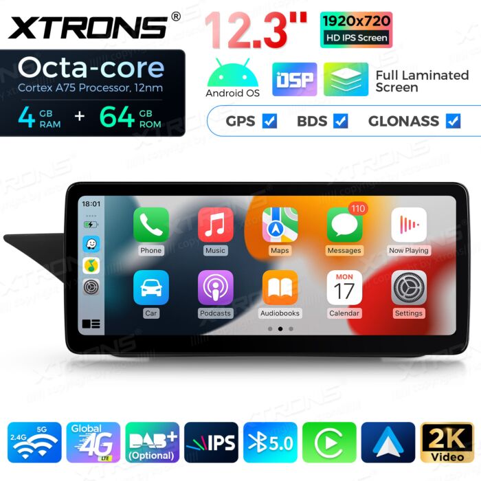 Autoradio Android da 12,3" per Mercedes-Benz Classe E | Apple CarPlay e Android Auto QLM2240M12EL
