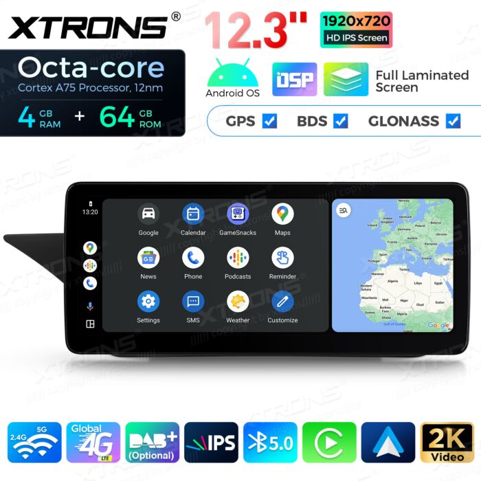 Autoradio Android da 12,3" per Mercedes-Benz Classe E | Apple CarPlay e Android Auto QLM2240M12EL