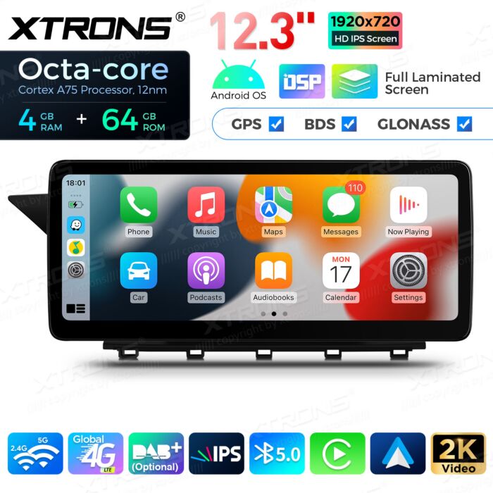 Autoradio Android da 12,3" per Mercedes-Benz Classe GLK | Apple CarPlay e Android Auto QBMH2450M12BL