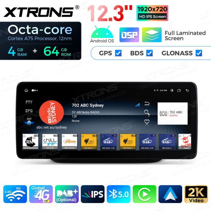 Autoradio Android da 12,3" per Mercedes-Benz Classe B | Apple CarPlay e Android Auto QLM2245M12BL