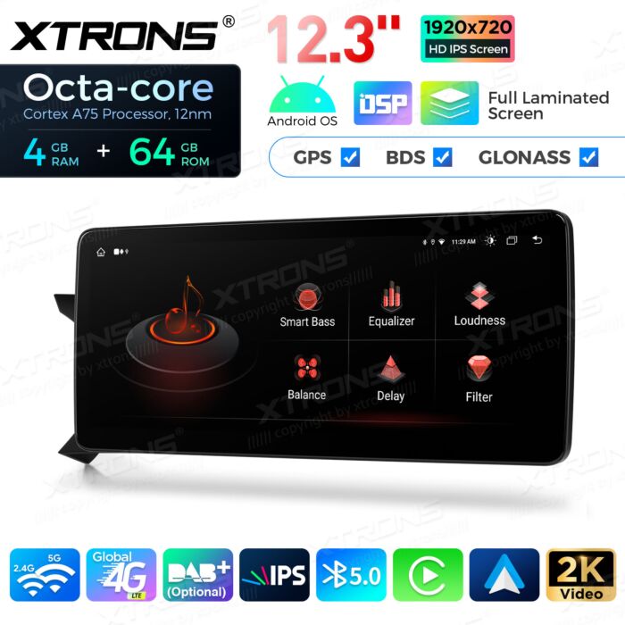 Autoradio Android da 12,3" per Mercedes-Benz Classe C | Apple CarPlay e Android Auto QLM2245M12C45L