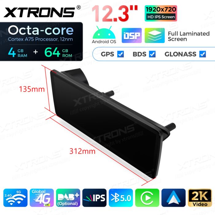 Autoradio Android da 12,3" per Mercedes-Benz Classe C | Apple CarPlay e Android Auto QLM2245M12C45L