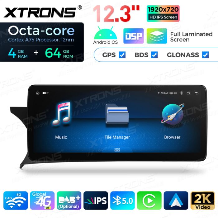 Autoradio Android da 12,3" per Mercedes-Benz Classe C | Apple CarPlay e Android Auto QLM2245M12C45L