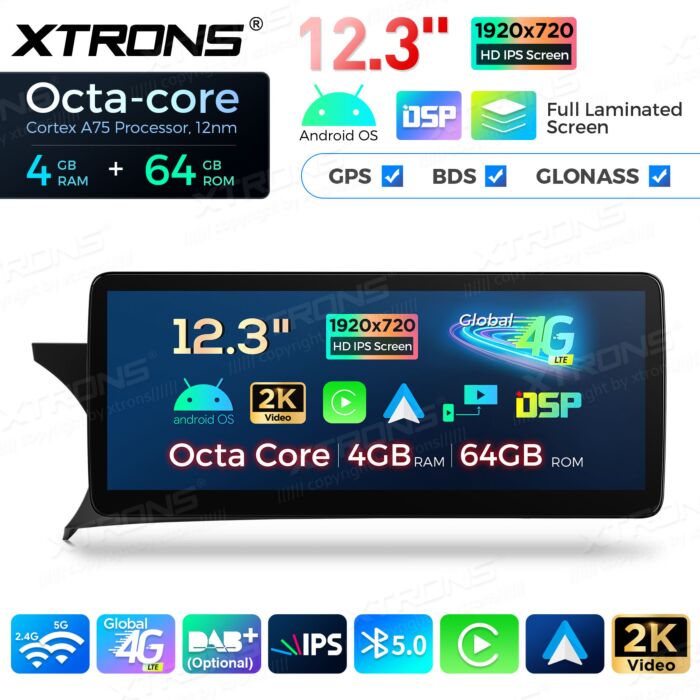 Autoradio Android da 12,3" per Mercedes-Benz Classe C | Apple CarPlay e Android Auto QLM2245M12C45L