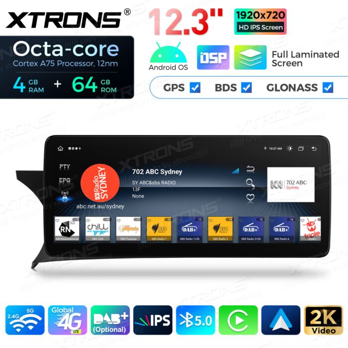 Autoradio Android da 12,3" per Mercedes-Benz Classe C | Apple CarPlay e Android Auto QLM2245M12C45L