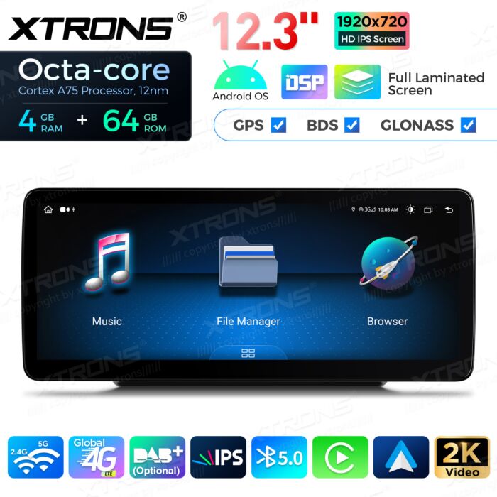 Autoradio Android da 12,3" per vari modelli Mercedes-Benz | Apple CarPlay e Android Auto | QLM2250M12C5